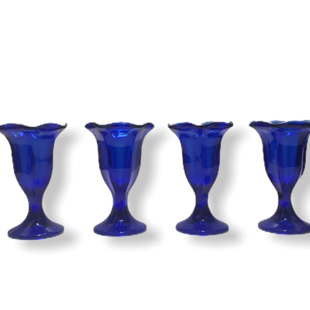 Vintage Cobalt Blue Goblet Glasses